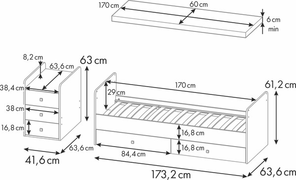 Изображение товара Детская кровать-трансформер Фея 1100 / 0001033.161 (дуб пастельный/белый)