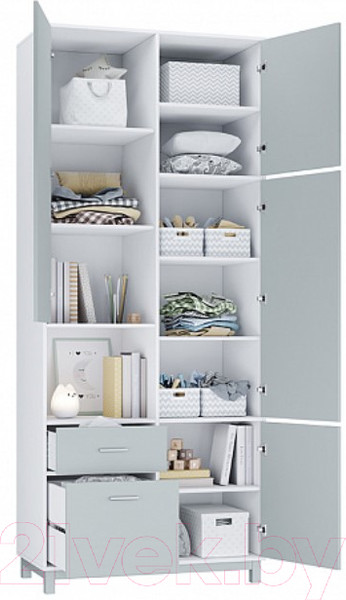 Изображение товара Шкаф Polini Kids Mirum 2320 двухсекционный / 0002068.55 (белый/серый)