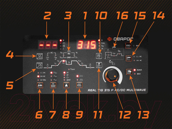 Изображение товара Инвертор сварочный Сварог TIG 315 P AC/DC Multiwave Real 99630 (E30301)