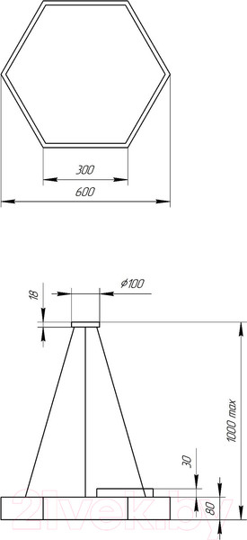 Изображение товара Потолочный светильник ЭРА Geometria Hexagon / Б0050550