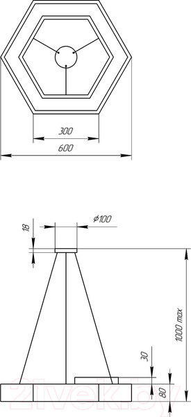 Изображение товара Потолочный светильник ЭРА Geometria Hexagon / Б0050554