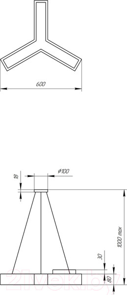 Изображение товара Потолочный светильник ЭРА Geometria Igrek / Б0050566