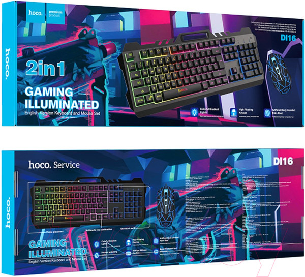 Изображение товара Комплект клавиатура и мышь Hoco DI16 (черный)