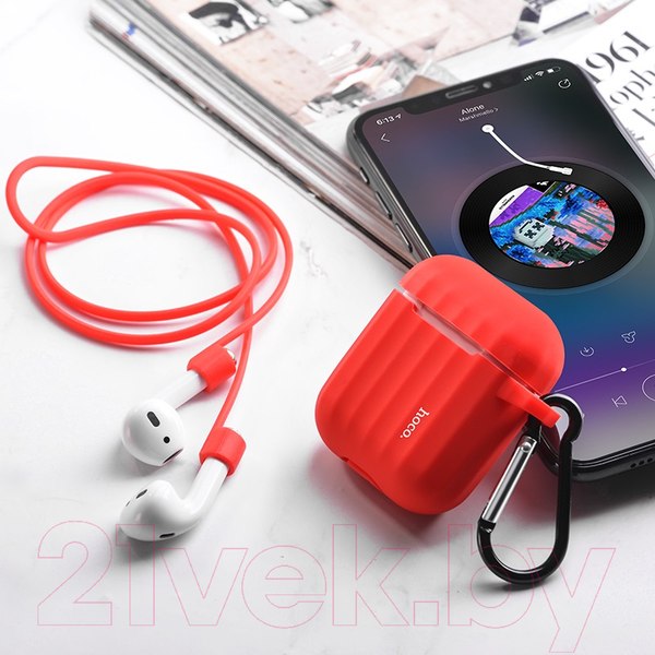 Изображение товара Чехол для наушников Hoco WB10 для AirPods1/2 (красный)