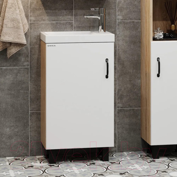 Изображение товара Тумба под умывальник Onika Тимбер 45 / 104508 (белый матовый/дуб сонома)