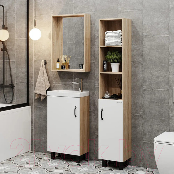 Изображение товара Тумба под умывальник Onika Тимбер 45 / 104508 (белый матовый/дуб сонома)