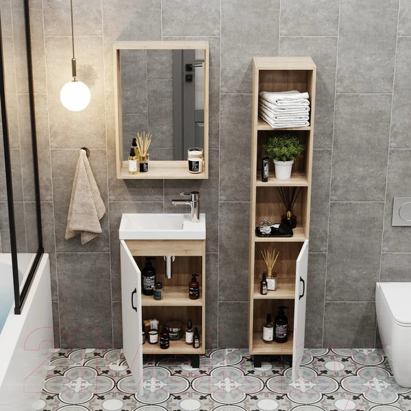 Изображение товара Тумба под умывальник Onika Тимбер 45 / 104508 (белый матовый/дуб сонома)