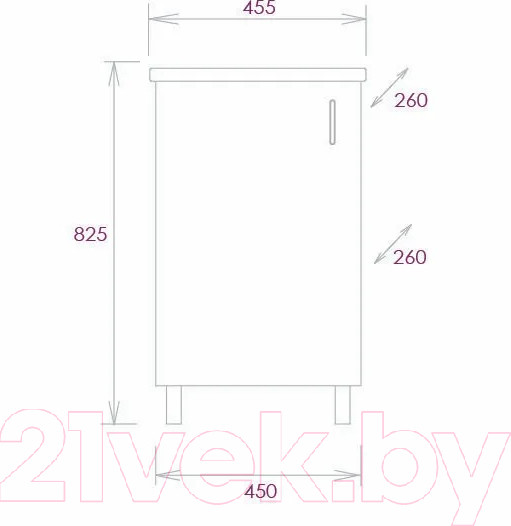 Изображение товара Тумба под умывальник Onika Тимбер 45 / 104508 (белый матовый/дуб сонома)
