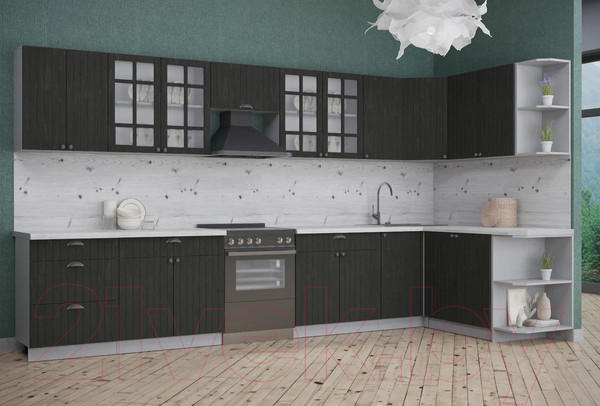 Изображение товара Кухонный гарнитур Интерлиния Берес 1.7x3.8 правая (дуб английский/бискайская сосна)