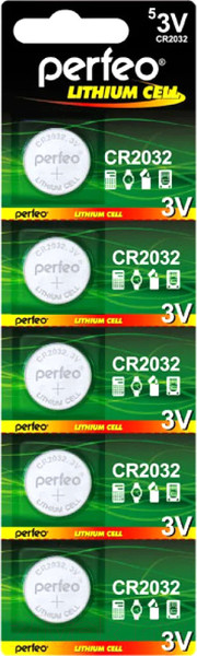 Изображение товара Комплект батареек Perfeo Lithium CR2032/5BL (5шт)