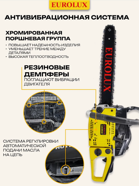 Изображение товара Бензопила цепная EUROLUX GS-4518 (70/6/25)