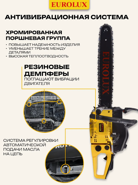 Изображение товара Бензопила цепная EUROLUX GS-6220 (70/6/27)