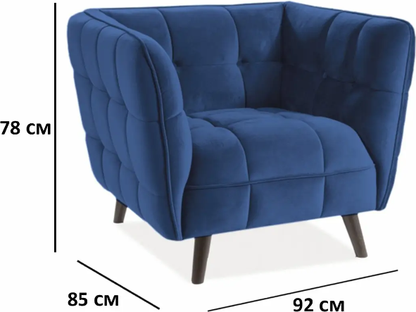 Изображение товара Кресло мягкое Signal Castello Velvet 1 (Bluvel 86, темно-синий/венге)