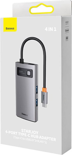 Изображение товара USB-хаб Baseus Metal Gleam 4в1 / WKWG070113 (серый)