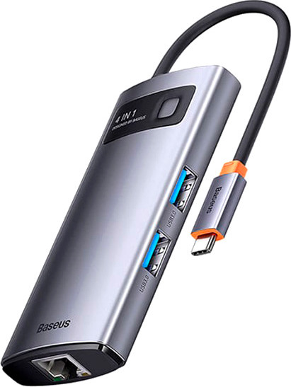 Изображение товара USB-хаб Baseus Metal Gleam 4в1 / WKWG070113 (серый)