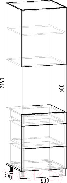 Изображение товара Шкаф-пенал кухонный Интермебель Микс Топ П 2140-6-600 Ш (дуб крафт золотой)