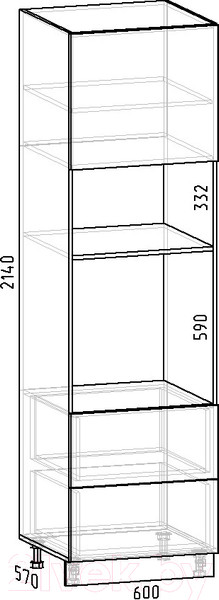 Изображение товара Шкаф-пенал кухонный Интермебель Микс Топ П 2140-8-600 Ш (дуб крафт золотой)