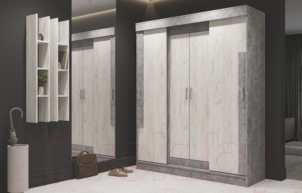 Изображение товара Шкаф-купе Стендмебель Гамма ШК 01 (дуб крафт белый/ателье светлый)