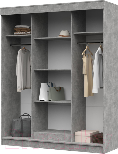 Изображение товара Шкаф-купе Стендмебель Гамма ШК 01 (дуб крафт белый/ателье светлый)