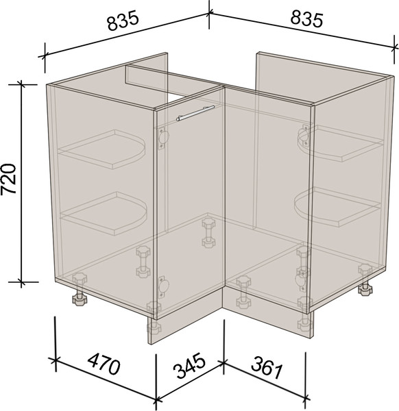 Изображение товара Шкаф под мойку Артём-Мебель Угловой 900x900мм СН-114.93 (ДСП бетон спаркс)