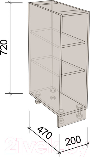 Изображение товара Шкаф-стол кухонный Артём-Мебель 200мм СН-114.141 (ДСП серый)