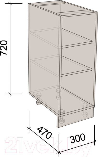 Изображение товара Шкаф-стол кухонный Артём-Мебель 300мм СН-114.142 (ДСП серый)