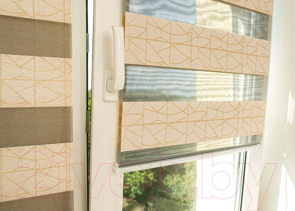 Изображение товара Рулонная штора Delfa Сантайм День-Ночь Роко МКД DN-43055 (62x160, бежевый/золото)