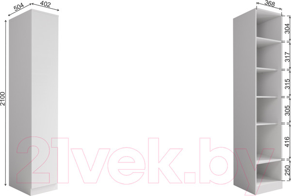 Изображение товара Шкаф ДСВ Мори МШ 400.1 (белый)