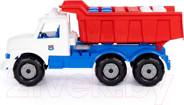 Изображение товара Самосвал игрушечный Полесье Буран №3 с конструктором / 94315 (белый/синий)