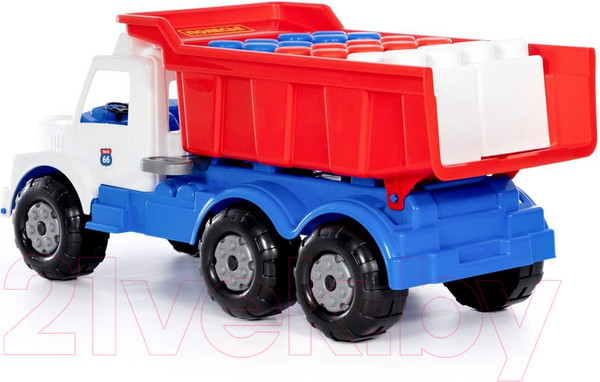 Изображение товара Самосвал игрушечный Полесье Буран №3 с конструктором / 94315 (белый/синий)