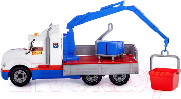 Изображение товара Автомобиль-кран Полесье Майк с манипулятором / 94308 (белый/синий)