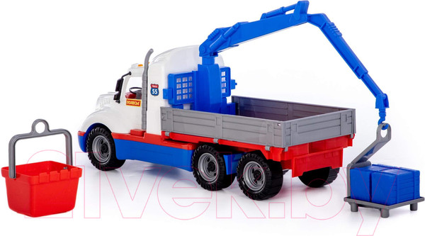 Изображение товара Автомобиль-кран Полесье Майк с манипулятором / 94308 (белый/синий)
