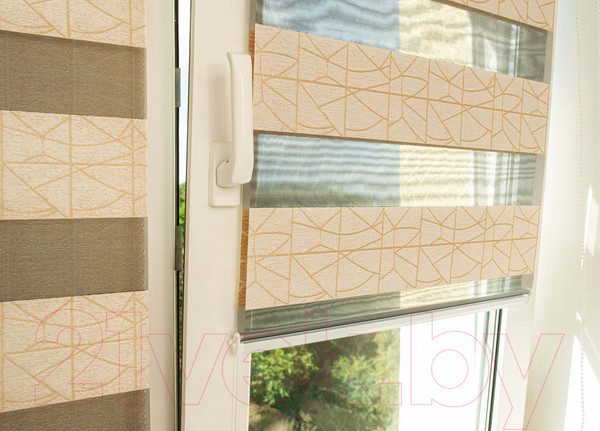 Изображение товара Рулонная штора Delfa Сантайм День-Ночь Роко МКД DN-43055 (52x160, бежевый/золото)