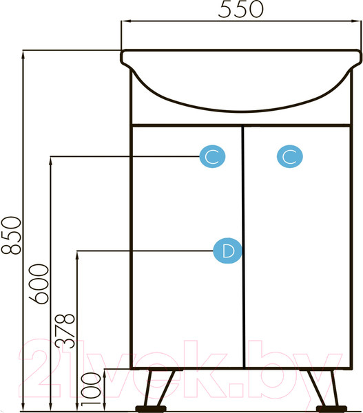 Изображение товара Тумба под умывальник Аква Смайл ТС-5.02.1.00.550.206