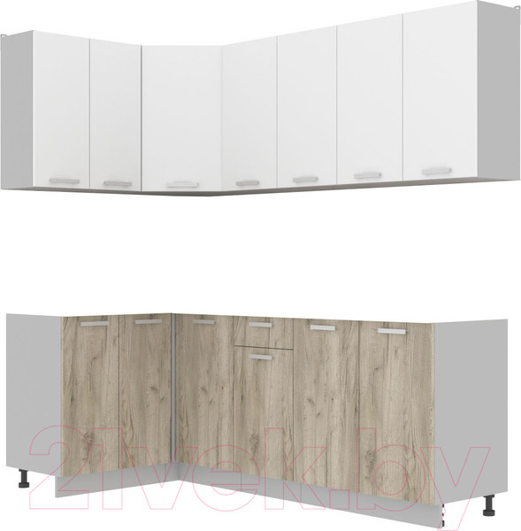 Изображение товара Кухонный гарнитур Интерлиния Мила Лайт 1.2x2.2 без столешницы (белый платинум/дуб серый)