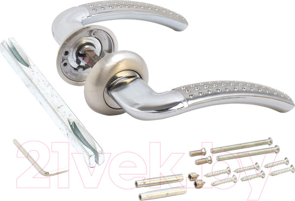 Изображение товара Ручка дверная Стандарт 26 SN/CP квадрат 130мм (матовый никель/хром)