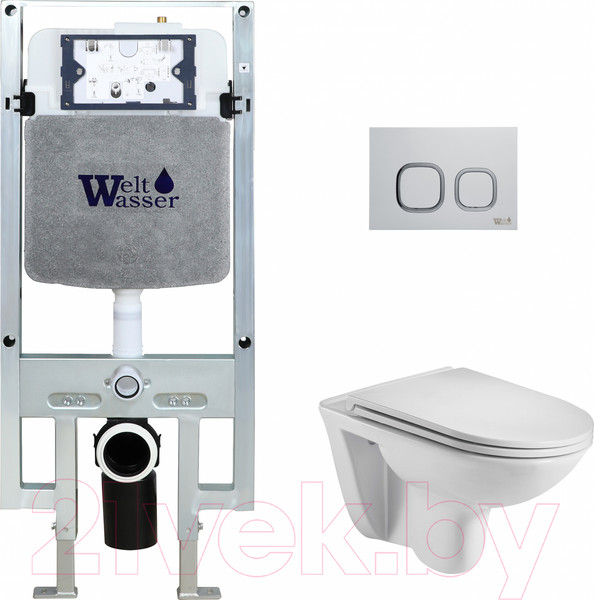 Изображение товара Унитаз подвесной с инсталляцией WeltWasser Amberg 497 ST+Baarbach 004 GL-WT+ Amberg RD-WT