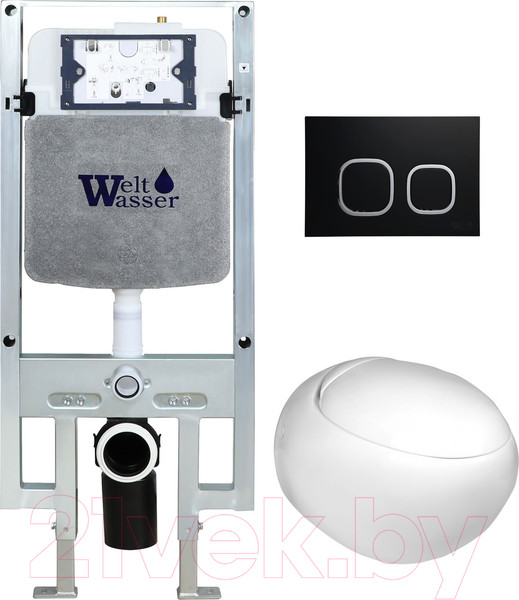 Изображение товара Унитаз подвесной с инсталляцией WeltWasser Amberg 497 ST+Jeckenbach 004 GL-WT+ Amberg RD-BL