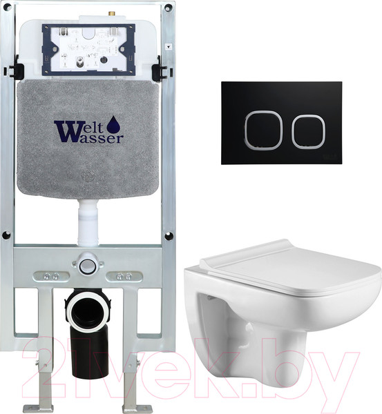 Изображение товара Унитаз подвесной с инсталляцией WeltWasser Amberg 497 ST+Kehlbach 004 GL-WT+Amberg RD-BL