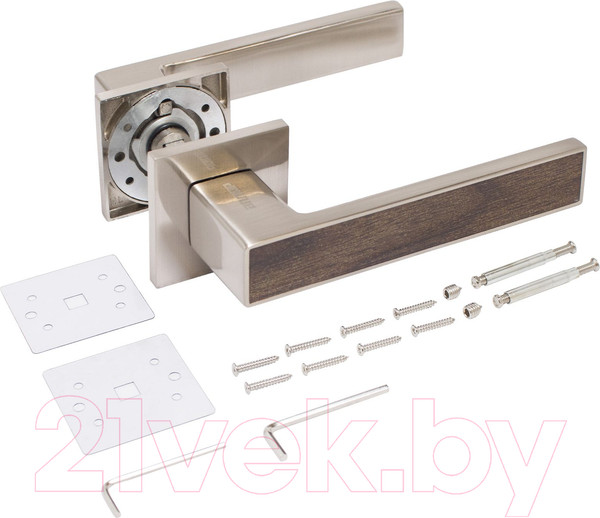 Изображение товара Ручка дверная Аллюр Арт Лана 868KOD (матовый никель/коричневое дерево)