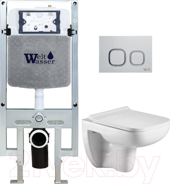 Изображение товара Унитаз подвесной с инсталляцией WeltWasser Amberg 497 ST+Kehlbach 004 GL-WT+Amberg RD-CR