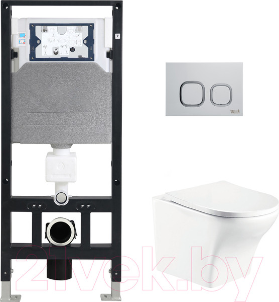 Изображение товара Унитаз подвесной с инсталляцией WeltWasser Amberg 506 + Odenbach 004 GL-WT + Amberg RD-WT