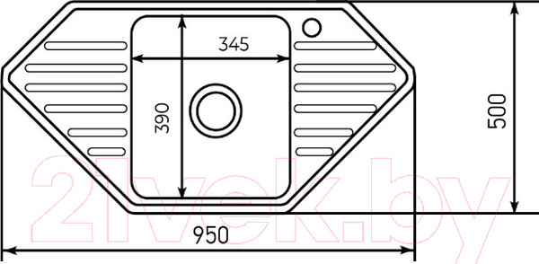 Изображение товара Мойка кухонная Mixline 532313 (с сифоном)