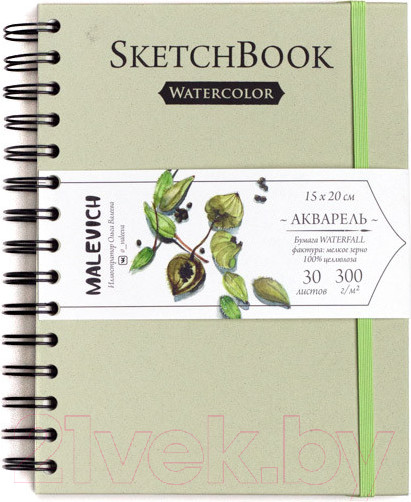 Изображение товара Скетчбук Малевичъ Nature WaterFall / 401435 (30л, салатовый)