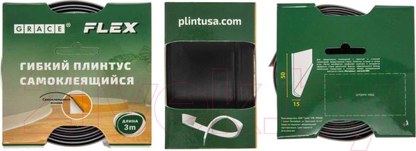Изображение товара Плинтус Grace Flex самоклеящийся (3м, черный)