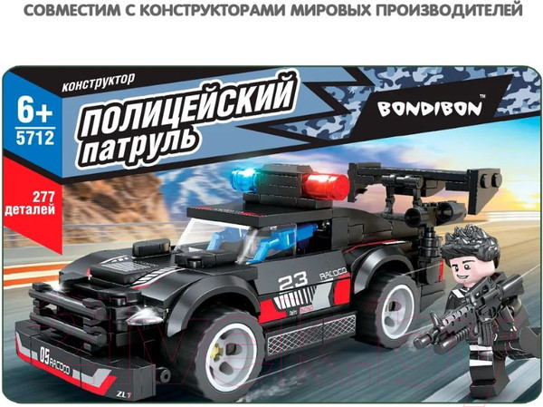 Изображение товара Конструктор Bondibon Полицейский патруль Машина / ВВ5712 (277эл)