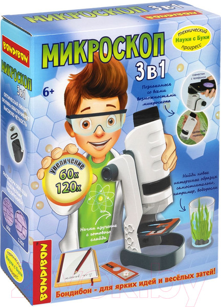 Изображение товара Микроскоп оптический Bondibon Французские опыты. Науки с Буки / ВВ5655