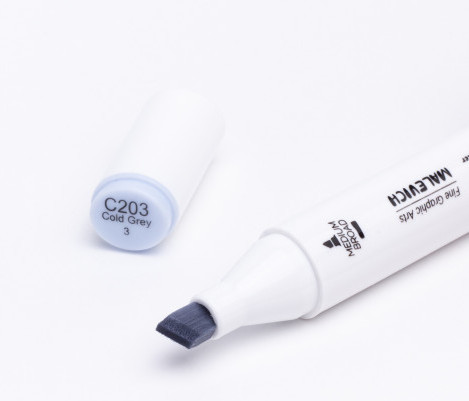 Изображение товара Маркер перманентный Малевичъ GrafArt Brush 190096 (серый холодный 3)