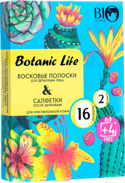Изображение товара Набор для депиляции Bio World Botanica Полоски+Саше для чувствительной кожи лица  (16шт+4шт+2шт)