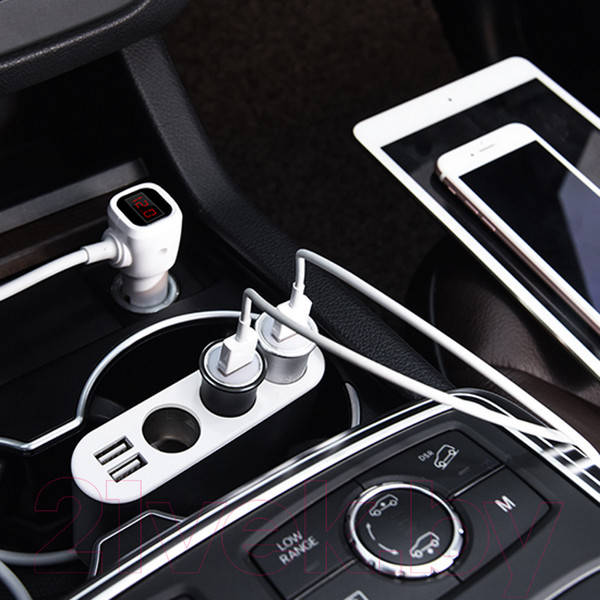 Изображение товара Зарядное устройство автомобильное Hoco Z13 (0.55м, серебристый)